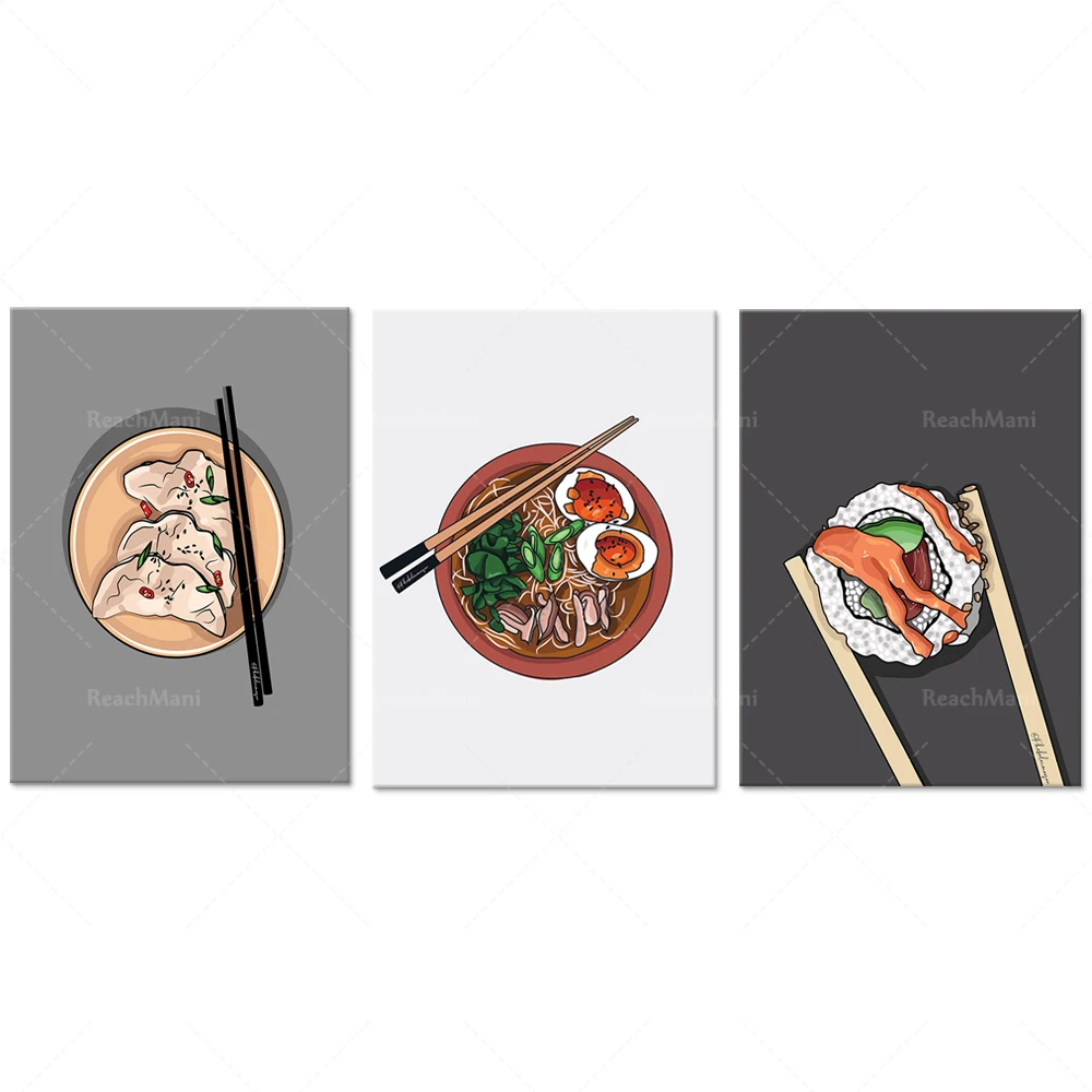 Japanese Food Lifestyle - Gyoza Sushi Ramen | 3 conjuntos