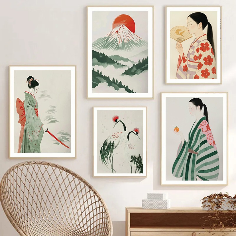 Japanese Lifestyle Home - Monte fuji & guindaste japonês impressão